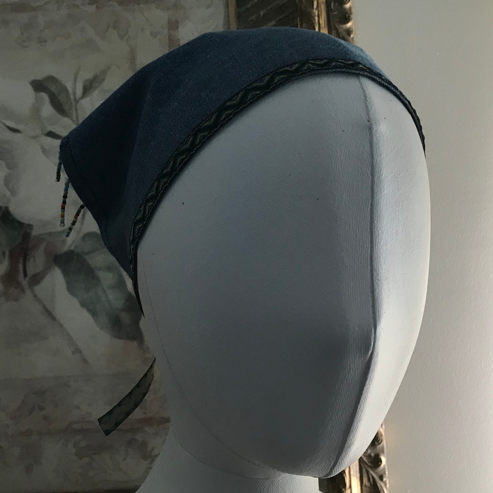 Beaded Denim Triangle Scarf - New